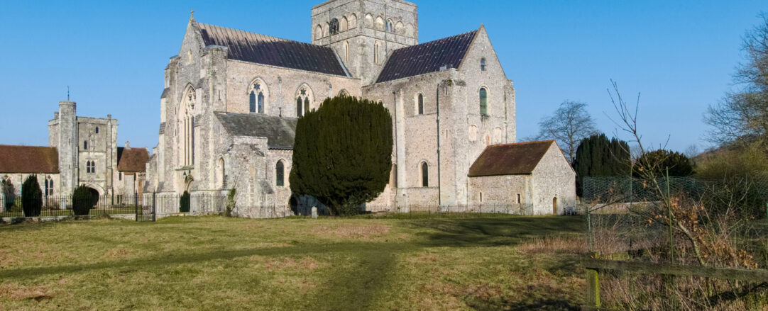 Hospital of St Cross and Almhouses of Noble Poverty, in winter sunlight, Winchester, Hampshire, UK